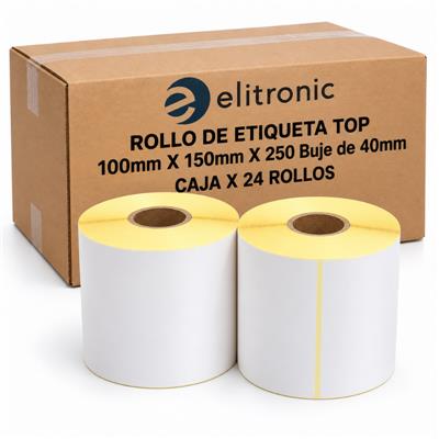 Caja x 24 Rollos de etiqueta Termica Top 100mm x 150mm x 250 Buje 40mm