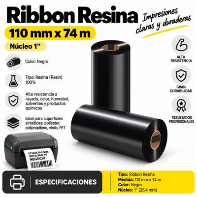 Ribbon Resina Out TDR345 Negra 110x74mts. Buje 1/2