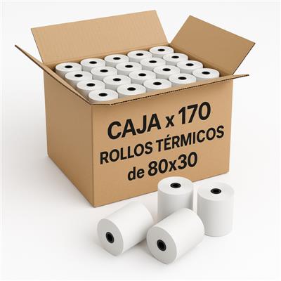 Rollo de papel termico 80x30Mts - Caja x 170 unidades