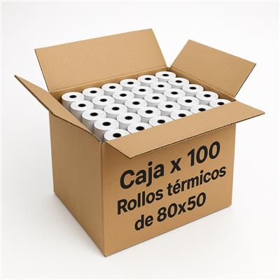 Rollo de papel termico 80x50Mts - Caja x 100 unidades